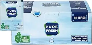 PureFresh Toallitas húmedas desechables por el inodoro envueltas individualmente para viajes, 40 unidades
