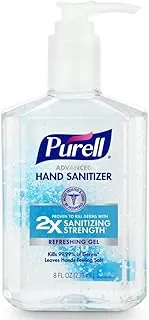 PURELL - Desinfectante de manos Advanced, gel refrescante, botellas de 8 fl oz con dispensador de mesa (paquete de 2) - 9652-06-EC2PK