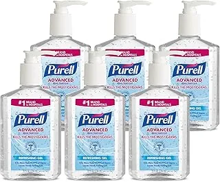PURELL Gel refrescante desinfectante de manos avanzado, 9652-04-EC, botellas de bomba de 8 onzas líquidas, paquete de 6