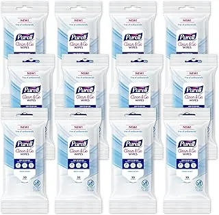 Purell Toallitas de limpieza Clean & Go, para piel y superficie, aroma fresco, paquete de viaje de 20 unidades (pack de 12), 9269-12-CMR