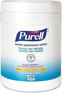 Purell Toallitas desinfectantes para manos, 6 x 6 3/4 ", blancas, 270 toallitas/bote