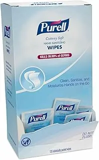 Purell Toallitas desinfectantes suaves para las manos Cottony, 120 toallitas envueltas individualmente en caja autodispensadora - 9027-12