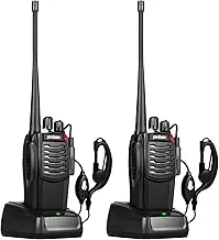 pxton Walkie talkies S1 para adultos con auriculares y batería recargable de iones de litio de 1500 mAh, walkie talkie tiene VOX, TOT, alarma de emergencia, batería de baja alerta, linterna, función de escaneo (paquete de 2)