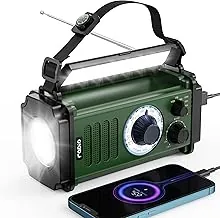 Radio de emergencia 10000mAh/37000mWh, radio solar, radio de manivela, radio meteorológica NOAA AM FM, 4 métodos de carga, batería de polímero, linterna y lámpara de lectura, alarma SOS, cargador de teléfono para emergencia