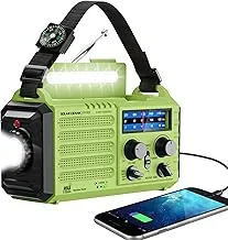 Radio meteorológica NOAA, radio de manivela de emergencia con cargador solar, radio portátil de onda corta AM FM con linterna LED, cargador USB, conector de auriculares, alerta SOS para huracán de