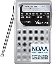 Radio meteorológica NOAA - Radio portátil de emergencia NOAA/AM/FM a batería con la mejor recepción y el transistor de mayor duración. Alimentado por 2 pilas AA con conector de auricular mono, de
