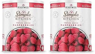 READYWISE - Simple Kitchen - Frambuesas liofilizadas, 22 porciones, veganas, sin gluten, aperitivo saludable, alimentos de supervivencia, frutas secas, frambuesas (paquete de 2)