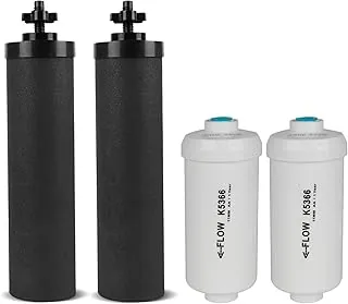 Reemplazo del filtro de agua por gravedad, para Berkey® Black Carbon (BB9-2®) Elementos de purificación y filtros de flúor K5366 (PF-2®) Paquete combinado, compatible con el sistema de filtración Berkey®, paquete de 4