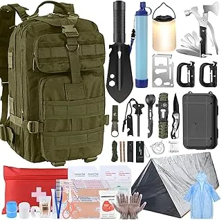 Regalos para hombres, kit de supervivencia de Navidad, equipo y equipo de supervivencia 258 piezas con filtro de agua, tienda de emergencia, linterna LED, suministros de kit de primeros auxilios
