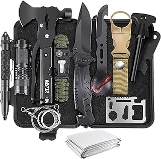 Regalos para hombres, Navidad, papá, marido, novio, él, kits de supervivencia, equipo de supervivencia 14 en 1, artículos esenciales para camping, senderismo, aventuras en la naturaleza y preparación para desastres
