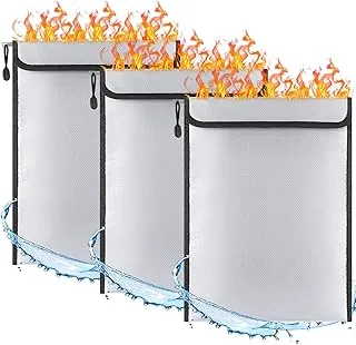 Relaxweex Paquete de 3 bolsas de documentos de 15 x 11 pulgadas (2000 ℉), a prueba de fuego, bolsa de dinero con cremallera, resistente al fuego, al agua, segura e importante, bolsa organizadora de