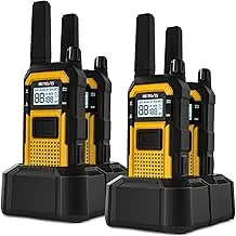 Retevis RB48 Walkie Talkies de Servicio Pesado, Radio Bidireccional Impermeable, Triple Prueba Avanzada, 2000 mAh, Emergencia, Radio Bidireccional de Largo Alcance para Sitio de Trabajo (Paquete de 4