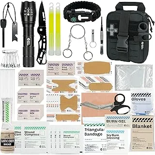 RHINO RESCUE Kit de primeros auxilios de supervivencia, elegible para HSA/FSA, kit de emergencia en bolsa Molle IFAK, kit médico para vehículos, camping, senderismo, caza