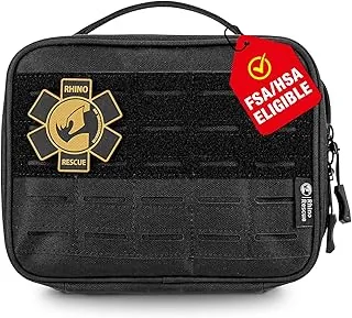 RHINO RESCUE Kit de trauma IFAK para vehículos con torniquete C-A-T, kit táctico de primeros auxilios Molle bolsa negra