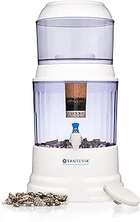 Santevia Filtro de sistema de agua por gravedad | Filtro de agua en casa que hace que el agua sea alcalina y agrega minerales | Filtro de cloro y fluoruro (modelo de encimera)