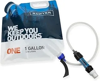 Sawyer Products SP160 Sistema de Filtración de Agua por Gravedad de 1 Galón con Filtro Mini de Doble Rosca, Azul/Blanco/Transparente