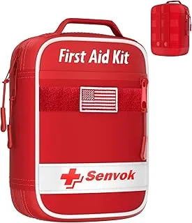 Senvok Kit de primeros auxilios de 121 piezas para automóvil, hogar y viajes, kit de supervivencia de emergencia con cierre de herida de puntada con cremallera y bolsillos de paquete Molle, ideal para campamento, senderismo, aventuras al aire libre
