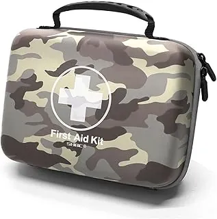 SHBC Kit de primeros auxilios impermeable (228 piezas) con todos los suministros básicos o avanzados que necesitas. Adecuado para emergencias en casa o exterior, viajes, hogar, campamento, camuflaje