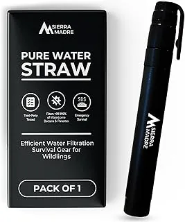 Sierra Madre - Filtro de agua portátil con pajita – 1000 litros de filtración de agua para senderismo, camping, viajes - Ideal para hidratación de emergencia al aire libre y suministros - Portátil y