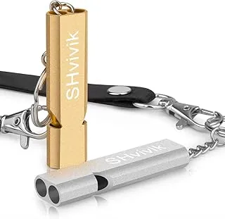 Silbato de emergencia, 2 silbatos de supervivencia de seguridad premium con llavero de cordón, tubos dobles de paso alto para senderismo al aire libre, camping, caza, pesca, barco