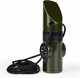 Silbato de supervivencia de emergencia, 7 en 1, herramienta multifuncional para exteriores, silbato de seguridad con cordón, ideal para kayak, canotaje, senderismo, camping, escalada, caza, pesca, señalización de rescate
