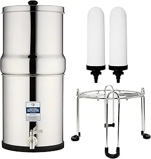 Sistema de filtro de agua alimentado por gravedad Survivor Filter Ultra - Filtro de agua de gravedad de acero inoxidable para mostrador con soporte, 2.25 galones, para el hogar y al aire libre