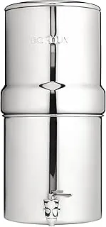 Sistema de filtro de agua compacto Boroux alimentado por gravedad para encimera de acero inoxidable | 6.8 litros con 2 filtros de base negros auténticos
