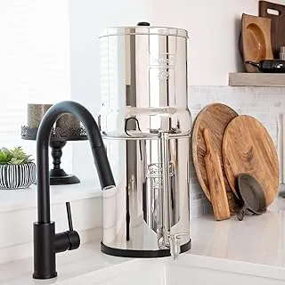 Sistema de filtro de agua Royal Berkey alimentado por gravedad con 2 elementos negros Berkey más grifo de visualización de agua Berkey de acero inoxidable de lujo de 10"