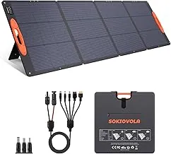 SOKIOVOLA N-Type 16BB 220W Panel solar portátil para EF/Jackery/Bluetti/Anker Estación de energía, Panel solar plegable impermeable IP68 ETFE 25% de alta eficiencia para camping al aire libre, viaje