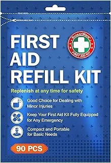 SuccorWare Kit de recambio de primeros auxilios de 90 piezas, kit de cuidado de heridas, incluye vendajes para el hogar, viajes, senderismo, kit de repuesto portátil para suministros médicos de