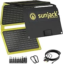 SunJack – Panel solar plegable de 40 vatios, panel solar portátil impermeable ETFE con soportes, USB-C PD30W, USB-A QC3.0, salida DC, paneles solares para acampar, hacer senderismo, energía de