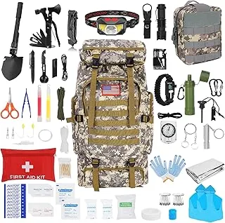 Survival Gear - Kit profesional y mochila grande para campamento, kit de primeros auxilios para aventura al aire libre, accesorios de senderismo