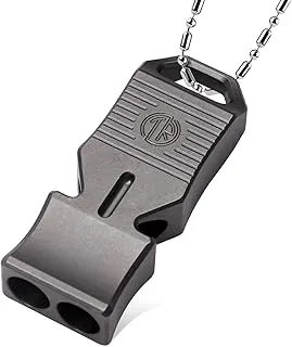 TACRAY Titanium Emergency Survival Whistle, Portable Necklace Whistle, Loud Whistle up to 120~130db, Good for Life Saving, Hiking, Camping, and Pet Training