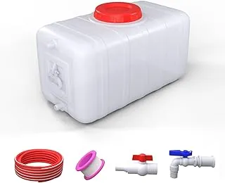 Tanque de almacenamiento de agua de 21 galones/80L con espiga, manguera de 9.8 ft y válvula de control, tanque de agua de emergencia grande de plástico, contenedor de almacenamiento de agua para