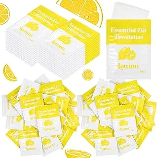 Threlaco 200 toallitas húmedas de aceite esencial envueltas a mano individualmente a granel de un solo uso para viajes, manos limpias, piel sensible, mochileros, hipoalergénicas, para acampar (limón)