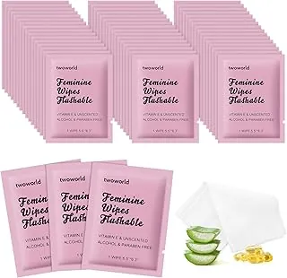Toallitas femeninas envueltas individualmente, toallitas desechables para viajes, toallitas vaginales de cuidado femenino para adultos, mujeres, niñas y personas sin hogar (paquete de 50, sin perfume)