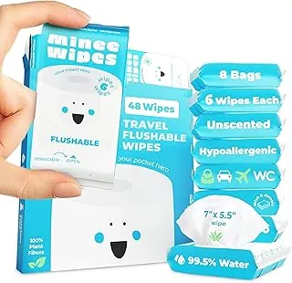 Toallitas Imposibiliblemente Compactas para Viajes, Eliminables - 99.5% de Agua y Aloe - Seguras para Piel Sensible, Hipoalergénicas y Sin Perfume - Esenciales de Viaje para Cuidado de Adultos, Niños