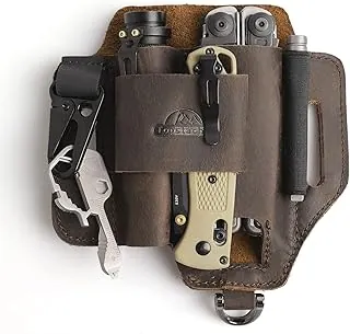 Topstache Funda multiherramienta de cuero, organizador de cinturón EDC para el trabajo y uso diario, funda Leatherman, organizador de bolsillo EDC para linterna y multiherramienta, regalos para