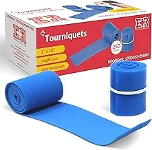 Torniquetes desechables de 1 x 18 pulgadas, sin látex, bandas elásticas resistentes a desgarros para primeros auxilios, kits de emergencia, suministros de enfermería, uso a granel, clínica u hogar