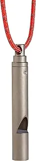 Vargo Silbato de emergencia de titanio | Silbato sin peal de más de 100 decibeles, ultraligero de 0.1 oz (3 gramos) | Silbato de supervivencia para mochileros con cordón reflectante | Senderismo, al