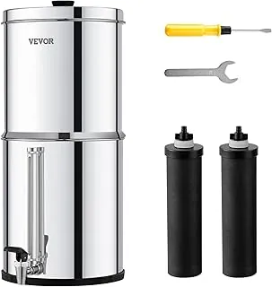 VEVOR Sistema de filtro de agua alimentado por gravedad, sistema de sobremesa de acero inoxidable 304 de 2.25G, sistema de filtración de agua, reduce el plomo y hasta un 99% del cloro, con 2 filtros