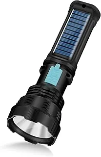 VOETIR Linterna LED Solar, linternas recargables LED solares de mano de 1500 lúmenes con IP65 impermeables, batería de 2000mAh para emergencias de supervivencia y camping (1 paquete)