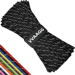 VVAAGG Cuerda de Paracord Reflectante 100 pies, Cordón de Nylon de 7 Hilos, Utilidad 550, Cuerda de Paracaídas, Cordón de 4mm, Cuerda de Tienda Delgado para Camping y Senderismo al Aire Libre