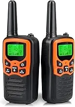 Walkie Talkies, MOICO Walkie Talkies de largo alcance para adultos con 22 canales FRS, Walkie Talkie familiar con linterna LED VOX, pantalla LCD para senderismo, camping viaje (color naranja, 2 unidades)
