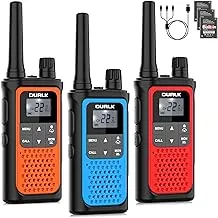 Walkie Talkies recargables de largo alcance, paquete de 3 walkie talkies para adultos NOAA Alerta Meteorológica, radios de 2 vías, 22 canales FRS con batería de iones de litio de 1800 mAh, cargador de
