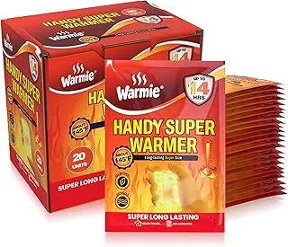 Warmie Súper calentador para manos y cuerpo | Activado por aire, de larga duración | Bolsa de origen japonés, fabricada en Corea, tamaño más grande, calentamiento constante, inodoro | Calidez natural instantánea para clima frío | Paquete de 20