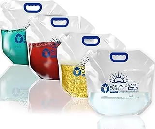 WaterStorageCube Bolsa Contenedor de Agua Plegable Premium, sin BPA, de Plástico Transparente de Grado Alimenticio, Jarra de Almacenamiento para Camping, Senderismo, Mochila de Emergencia, Botella de