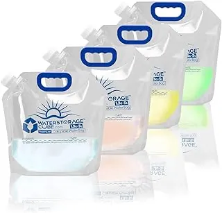WaterStorageCube Bolsa Contenedor de Agua Plegable Premium, sin BPA, de Plástico Transparente de Grado Alimenticio, Jarra de Almacenamiento para Camping, Senderismo, Mochila de Emergencia, Botella de