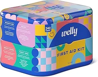 Welly Kit completo de primeros auxilios – Elegible por FSA – Vendajes adhesivos, cinta y almohadillas antiadherentes, tiras de mariposa, toallitas de limpieza, ungüentos, gasa y más – 240 piezas