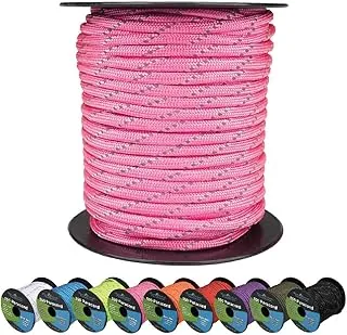 West Coast Paracord Cuerda paracaídas reflectante de 550 libras – 7 hebras tipo III - Cuerda de paracaídas táctica para senderismo, campamento y pesca – Rosa reflectante (100 pies)